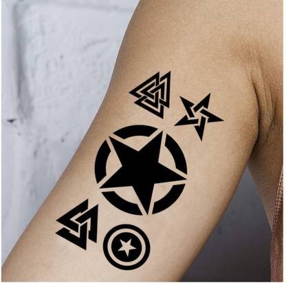 TATMODS Triangle With Star Temporary Tattoo For Men And Woman Waterproof Tattoo