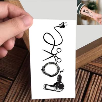 Vanvati Black And White love With Plug And Earphone Temporary Tattoo