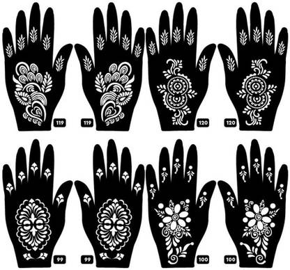 APCUTE Mehandi Stencils Stickers - Henna stencil for hands