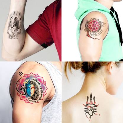 surmul Mahadev Design Big Tattoo Design Combo Pack of 4 Men Women Temporary Body Tattoo