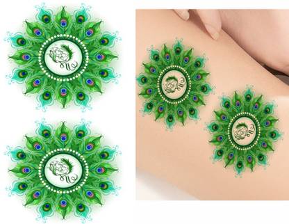 voorkoms Maa With Peacock Feather Temporary Tattoo For Male And Female Fake Tattoo