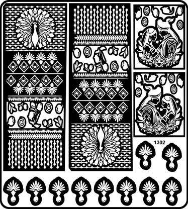 Ordershock Bridal Mehndi Stencil Sticker With Bride And Groom Design For Hands And Arms