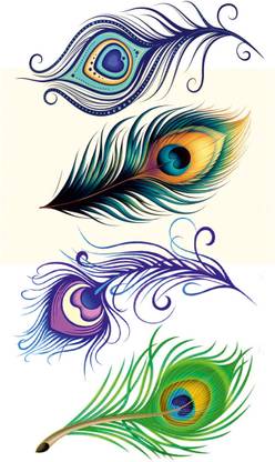 stylizeink Peacock Feather 4 Styles Temporary Tattoo Waterproof Unisex Tattoo Men Woman