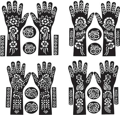 IVANA'S Ivana's Full Hand Mehndi Stencil Design Full Hand Set (FL-05) FL-05 Heena Mehandi Sticker for Hand & Body Stencil