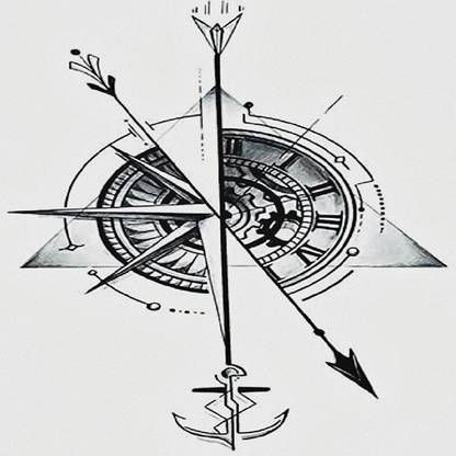 SIMPLY INKED Geometric Compass Semi Permanent Tattoo