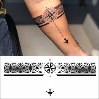 Ordershock Compass Tattoo New Designs Hand Band Waterproof