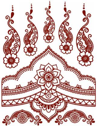 surmul One Pair Both Hand Henna Peacock Feather Mehndi Sticker Tattoos,