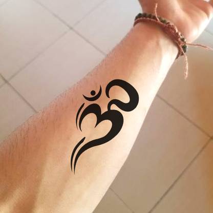 fashionoid Stylish Black Om Waterproof Temporary Tattoo For Boys Girls