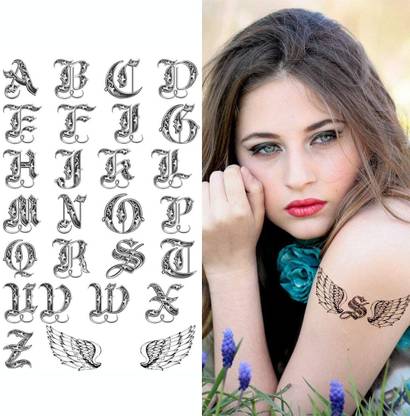 voorkoms A to Z And Eagle Wings Temporary Tattoo Sticker For Male And Female Tattoo
