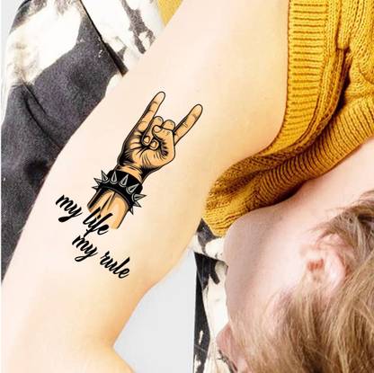 TATMODS My Life My Rules Design Temporary Tattoo For Men And Woman Body Tattoo