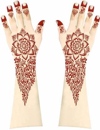 careone gallery Arabic Mehandi Art Stickers 1 Piece For Both Hands With Instant Henna Cone