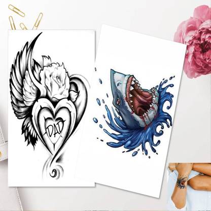 surmul Dad With Heart And Shark Tattoo For Male And Female