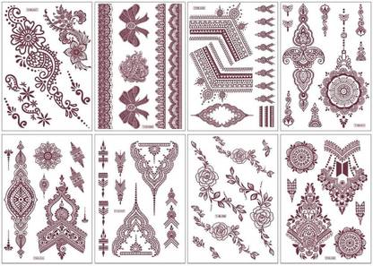 maycreate 8 Sheets Henna Tattoo Stickers Mandala Floral Patterns for Arm Hand and Feet