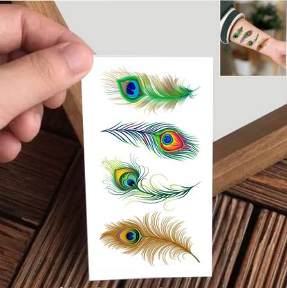 Vanvati Colorful Peacock Feather Temporary Tattoo For Male And Female Tattoo