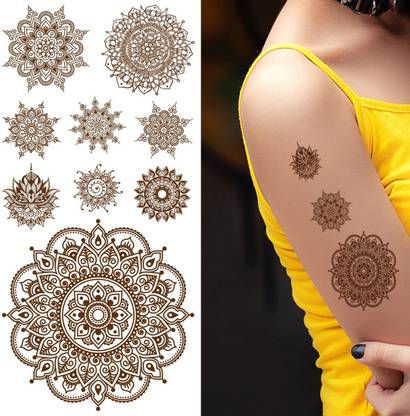 voorkoms Real Mandala Tattoo Mehndi Henna Design For Women Temporary Tattoo