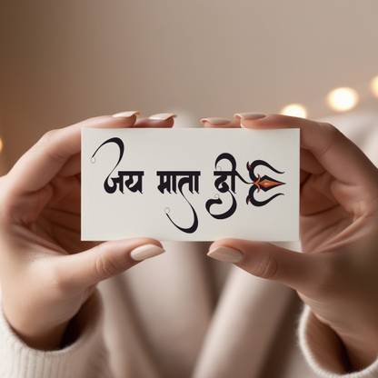 Vanvati Jai Mata Di With Trishul Temporary Tattoo Skin-Friendly Tattoo Sticker
