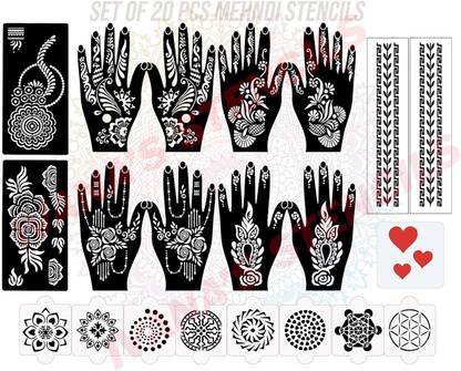 KICKWIX Henna Tattoo Stencil Women Girls Hand Finger Paint Temporary Tattoo (FLORAL)