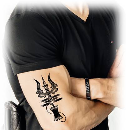 Temporary Tattoowala Shiv with Trishul Tattoo Waterproof Mahadev God Shiva Temporary Body Tattoo
