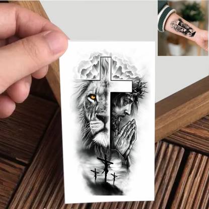 Vanvati Lion With Christian Temporary Tattoo