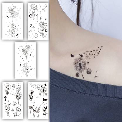 S.A.V.I Pack of 5 Waterproof Temporary Tattoo Stickers For Men & Women