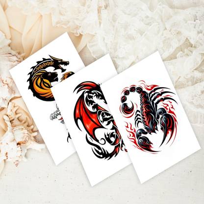 Temporary Tattoowala Scorpion Dragon Lion With Tribal Design Temporary Tattoo Sticker