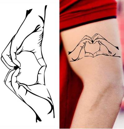voorkoms Heart With Hand Temporary Tattoo Stickers For Male And Female Fake Tattoo