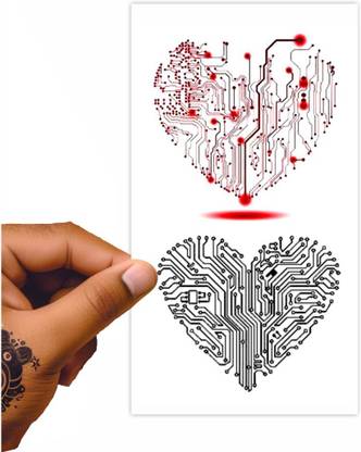 voorkoms Red And Black Heart Electric Tattoo Stickers For Male And Female Fake Tattoo
