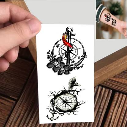 Vanvati Horror And Anchor Compass Temporary Tattoo For Male And Female Tattoo