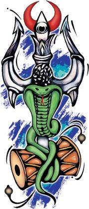 fashionoid Shiv Ji Trishul With Snake & Dumroo Waterproof Temporary Tattoo