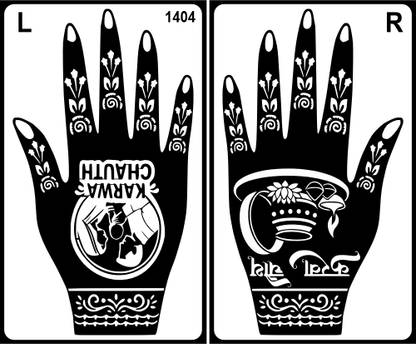 Vanvati Karwa Chauth Pooja Full Hand Mehndi Stencil Sticker For Women, Girls & Bride