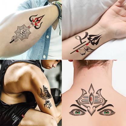 Temporary Tattoowala Shiva Eye Trishul Design Combo Pack of 4 Men Women Temporary Tattoo