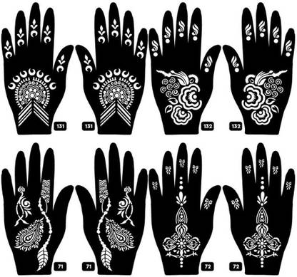 APCUTE Mehandi Stencils Stickers - Mehndi design sticker