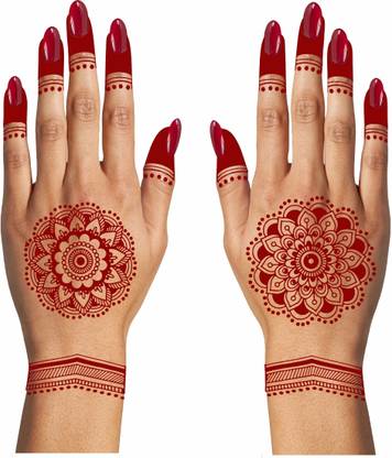 voorkoms Flower Henna Mehndi Back Side Tattoo Waterproof For Girls Body Sticker