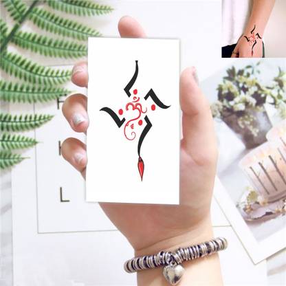 Temporary Tattoowala Om With Swastik Sign Tattoo For Male And Female Waterproof