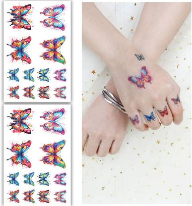 S.A.V.I 2 Sheets of Colorful Butterfly Temporary Tattoo Stickers, Waterproof LongLasting
