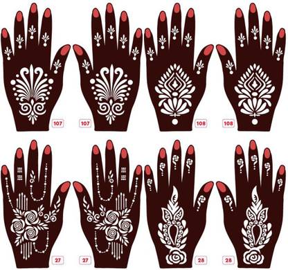 APCUTE New Mehandi Stencils Design Stickers-107-108-27-28