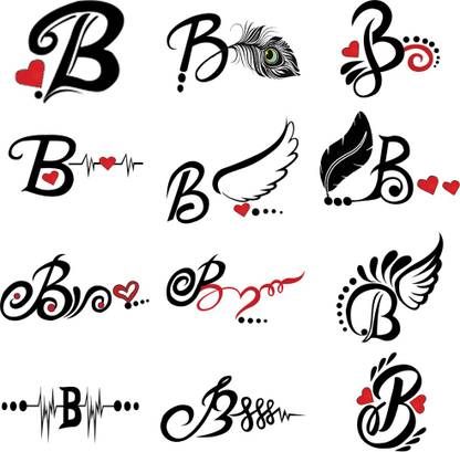 Temporary Tattoowala B Name Letter Tattoo For Male And Female Waterproof