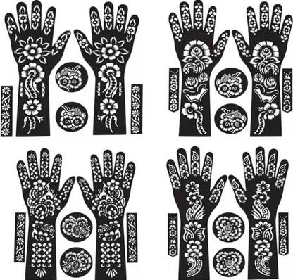 akkad Heena Mehndi Sticker for Hands & Feet – Reusable Henna Design Stencils for Women