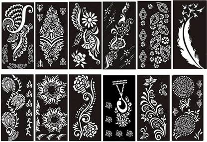 KICKWIX Henna Tattoo Stencil Women Girls Hand Finger Paint Temporary Tattoo