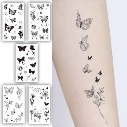 S.A.V.I Pack of 5 Waterproof Temporary Tattoo Stickers For Men & Women