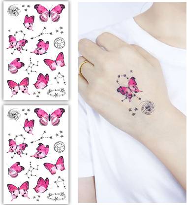 S.A.V.I 2 Sheets - Butterfly Constellation Vibrant Temporary Tattoo Stickers, Waterproof