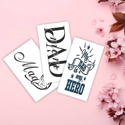 Vanvati Mom Dad, Maa & Baby, My Dad Is My Hero With Star Design Combo Temporary Tattoo