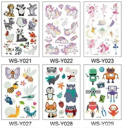 Scheibe 6 Sheets Temporary Tattoos Sticker Kids Glow Kids Temporary Tattoos Unicorn Toy