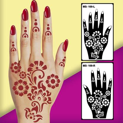 Vanvati Charming Back Hand Mehndi Stencil Design Left & Right Hand Design Set