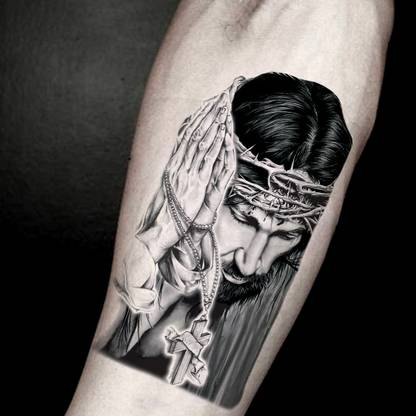 fashionoid Jesus Christ With Cross Waterproof Temporary Tattoo For Boys Girls Men Women