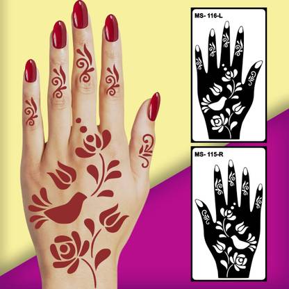 Ordershock Mehndi Practice Stencil Sheet for Beginners One Set For Both Hand