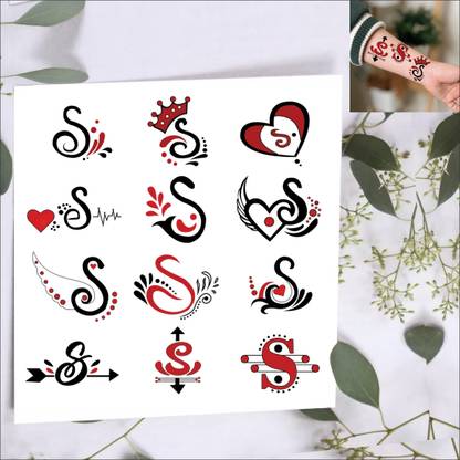 Vanvati S Letter With Wings And Heart Temporary Tattoo