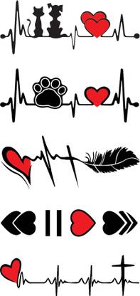 fashionoid Heart Beat With Feather Heart Jesus Cross Waterproof Temporary Tattoo