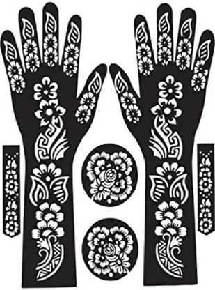 akkad Heena Mehndi Sticker for Hands & Feet – Reusable Henna Design Stencils for Women