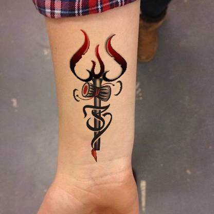 voorkoms Shiv Trishul For God Tattoo For Men and Women Temporary Hindi God Tattoo